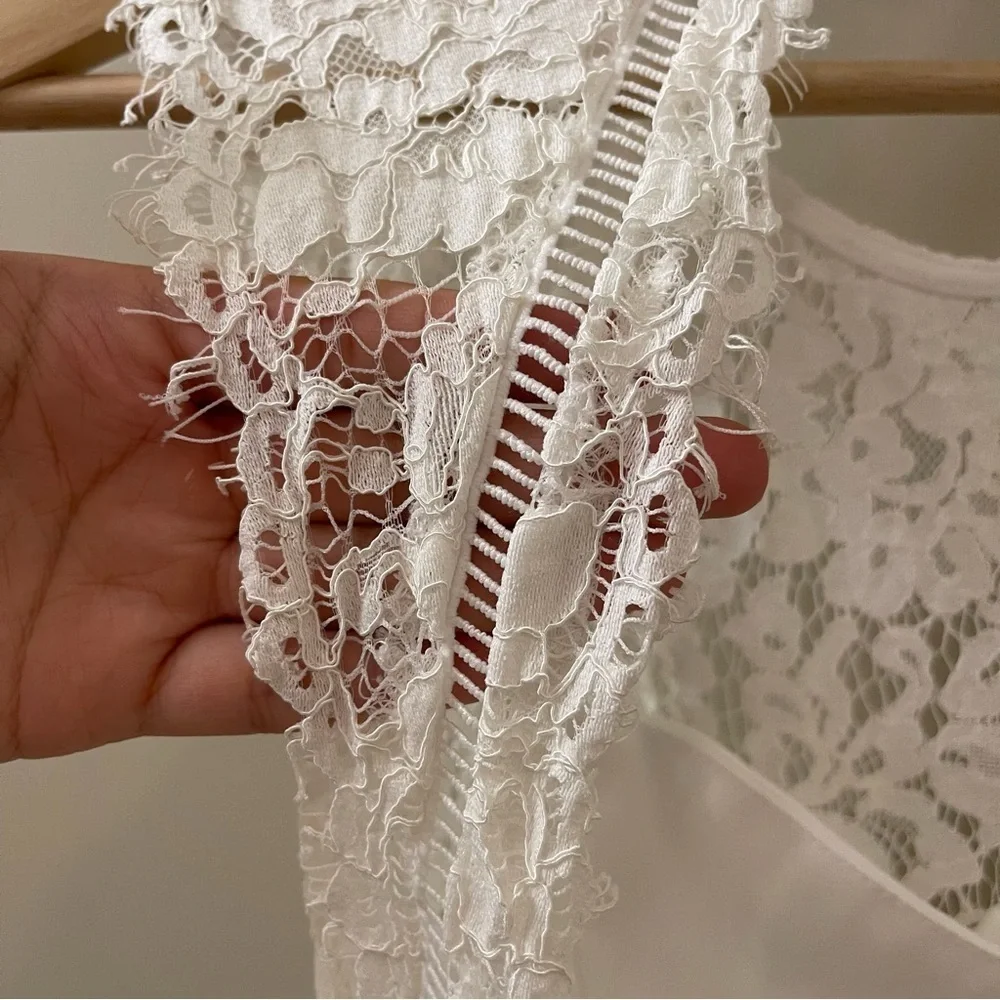Lulu’s Truly Elegant White Eyelash Lace Backless Bodycon Mini Dress size medium